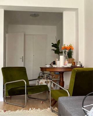 Poltrona vintage verde anni '70-'80