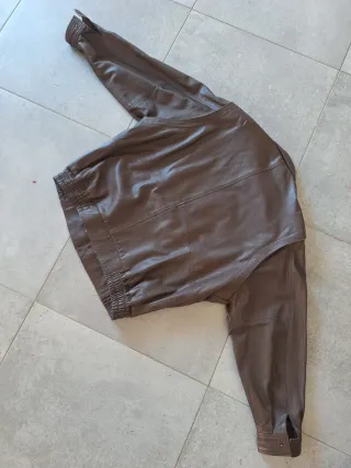 Chaqueta Bomber Piel Vintage Marrón 80s XL