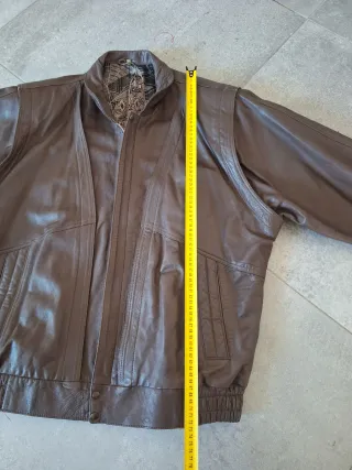 Chaqueta Bomber Piel Vintage Marrón 80s XL