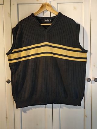 Vintage Melka striped knit vest XL 90s, Excellent