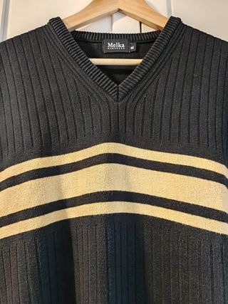 Vintage Melka striped knit vest XL 90s, Excellent