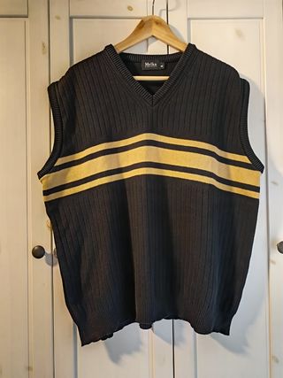 Vintage Melka striped knit vest XL 90s, Excellent