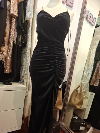 Vestido Terciopelo Negro Zara Talla XS