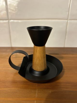 Portavelas madera y metal Ikea