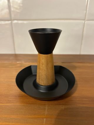 Portavelas madera y metal Ikea
