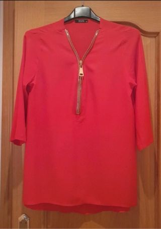 Blusa Mulaya Roja Cremallera Talla M