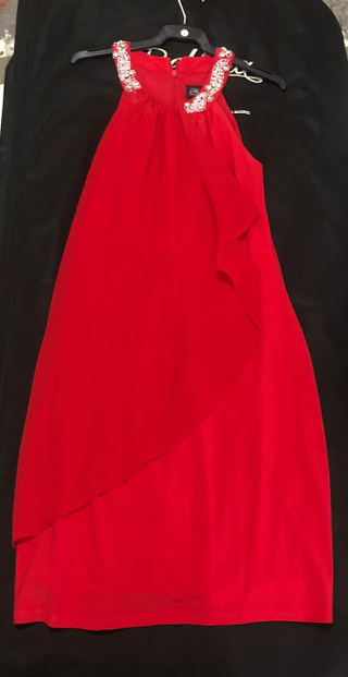 Vestido de cóctel de lujo rojo con pedrería