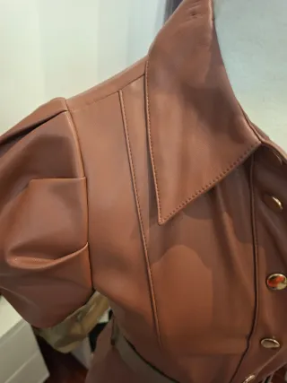 Vestido Polipiel Marrón Zara Talla XS