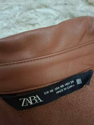 Vestido Polipiel Marrón Zara Talla XS