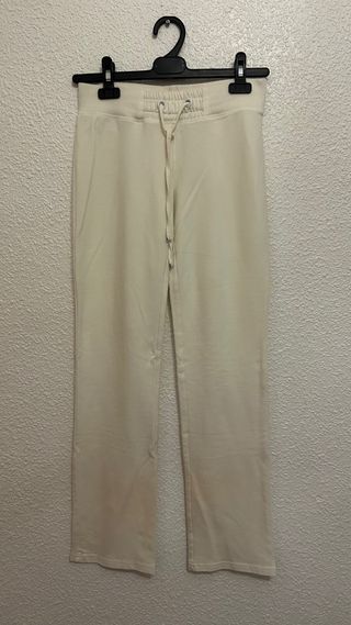 Pantalón largo de chándal mujer beige