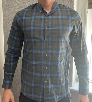 Camisa cuadros verde y azul - Talla S