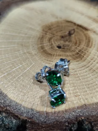 Pendientes Plata 925 con Piedras Verde esmeralda