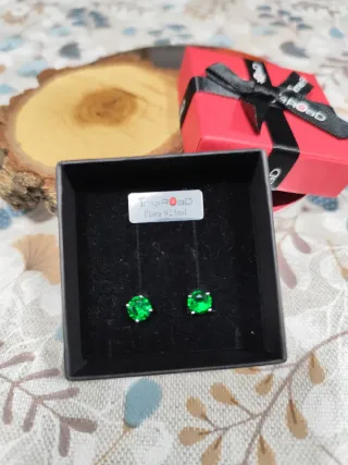 Pendientes Plata 925 con Piedras Verde esmeralda