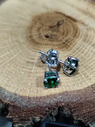 Pendientes Plata 925 con Piedras Verde esmeralda