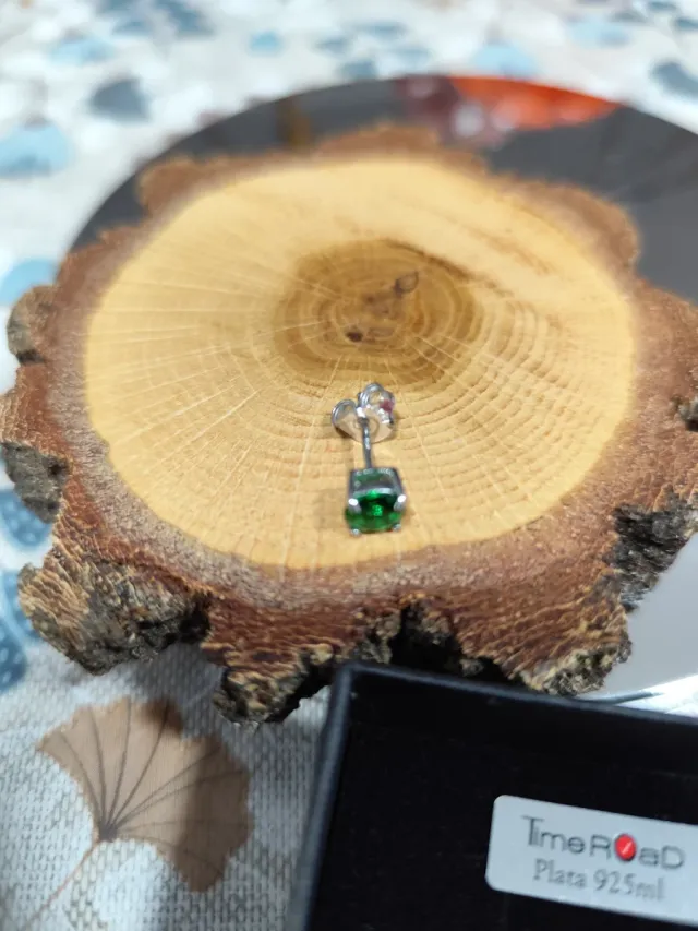 Pendientes Plata 925 con Piedras Verdes