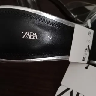 Sandalias tacón Zara Plata Transparente