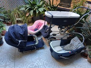 Silla de bebé y capazo