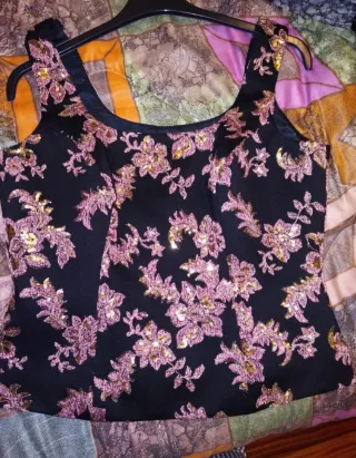 Blusa fiesta negra y morado