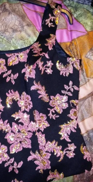 Blusa fiesta negra y morado