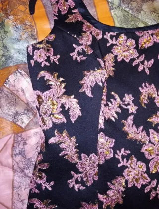 Blusa fiesta negra y morado