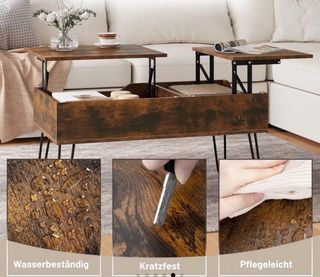 Mesa Centro Elevable WOLTU Marrón/Negro