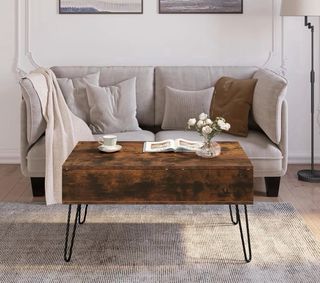 Mesa Centro Elevable WOLTU Marrón/Negro