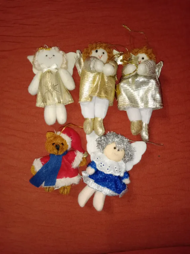 COLGANTES ARBOL DE NAVIDAD PELUCHES ANGELES Y OSO