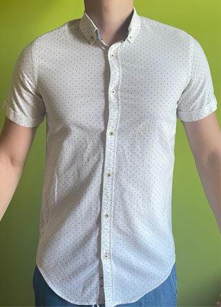Camisa Zara Man Blanca Estampada - Talla S