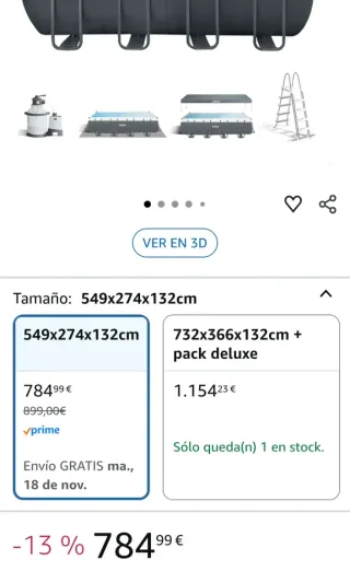 Piscina Desmontable Rectangular 549x274x132
