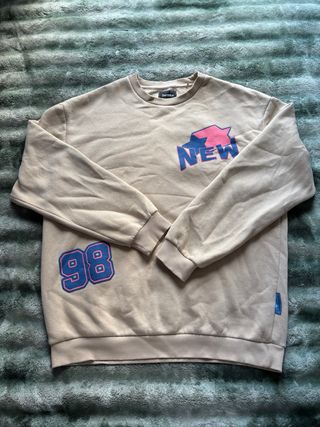 Sudadera Bershka Beige con Estampado NEW 98