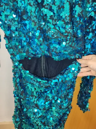 Vestido lentejuelas turquesa