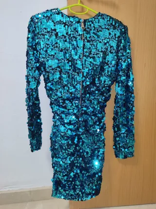 Vestido lentejuelas turquesa