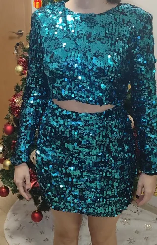 Vestido lentejuelas turquesa