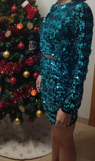 Vestido lentejuelas turquesa