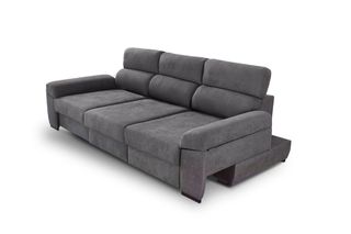 Sofá gris asientos y brazo extensible. NUEVO