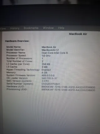 MacBook Air 7.2 año 2017 con funda - ram 4 GB, 1.6