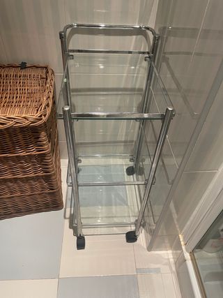 Mueble auxiliar baño cristal y metal