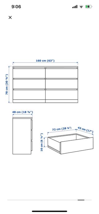 Cómoda IKEA MALM madera (nueva)