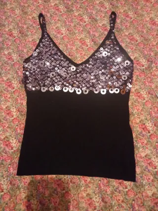 Jersey punto lentejuelas negro y plata