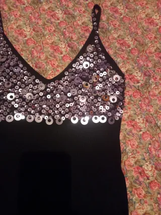 Jersey punto lentejuelas negro y plata