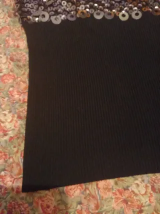 Jersey punto lentejuelas negro y plata