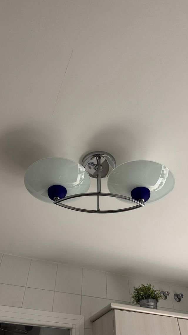 Lámpara de techo cristal y metal