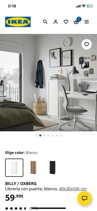 Armario Ikea Billy con puerta blanco
