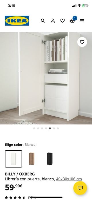 Armario Ikea Billy con puerta blanco