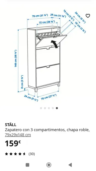 Zapatero Ikea STÄLL 3 compartimentos