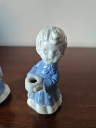 Set 2 Portacandele Bambini Porcellana