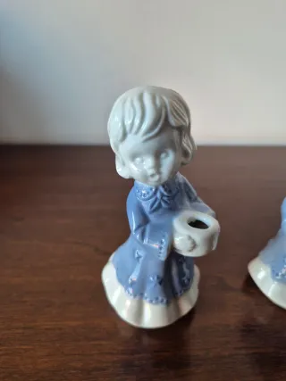 Set 2 Portacandele Bambini Porcellana