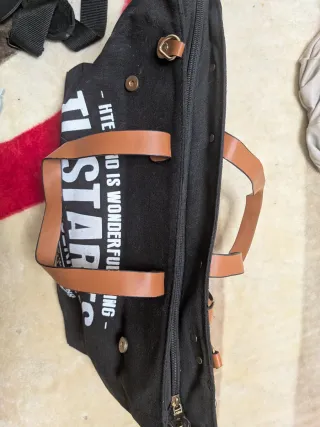 Bolso Grande Estilo Market Tote Negro Marrón