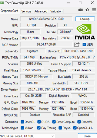 Gigabyte GTX 1080 G1 8GB - Impecable y Caja