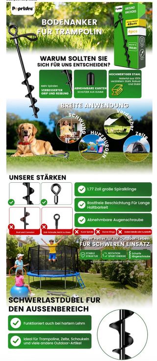 NUEVO! 4 Anclajes Suelo 48cm columpios